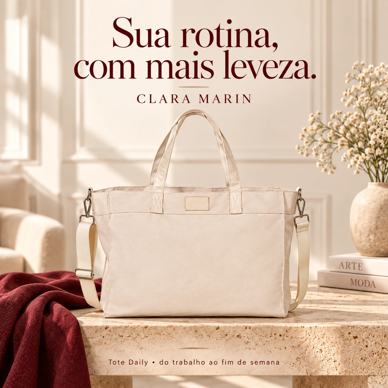Sua rotina, com mais leveza. Tote Daily do trabalho ao fim de semana.